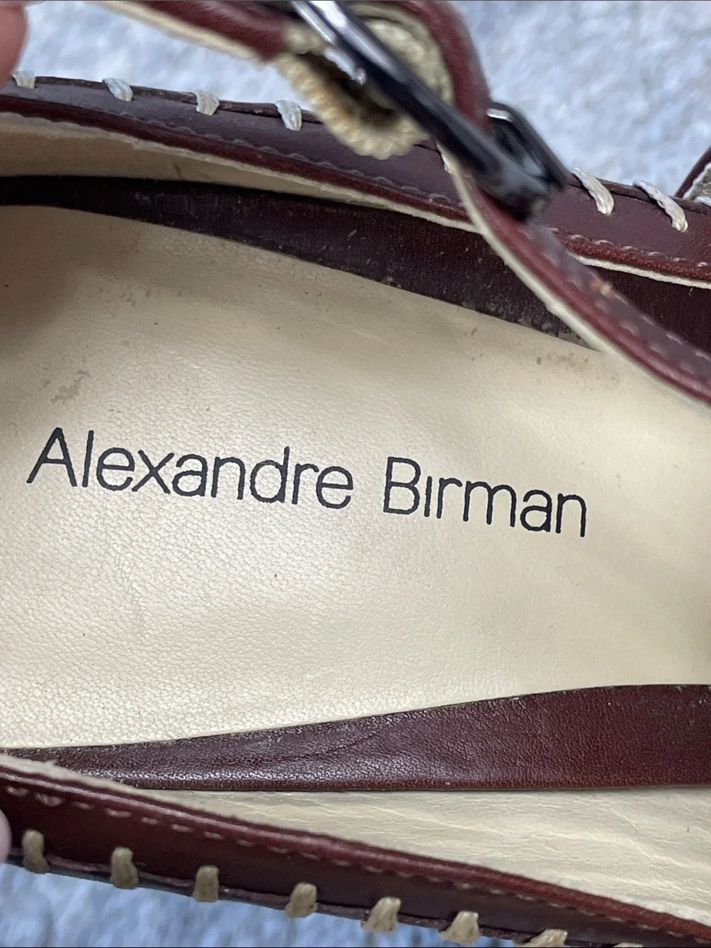 Alexandre Birman Python Leather Platform Heels Brown T Strap Size 9.5